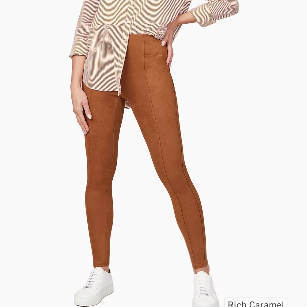 Spanx Faux Suede Rich Caramel Leggings Size Small Petite